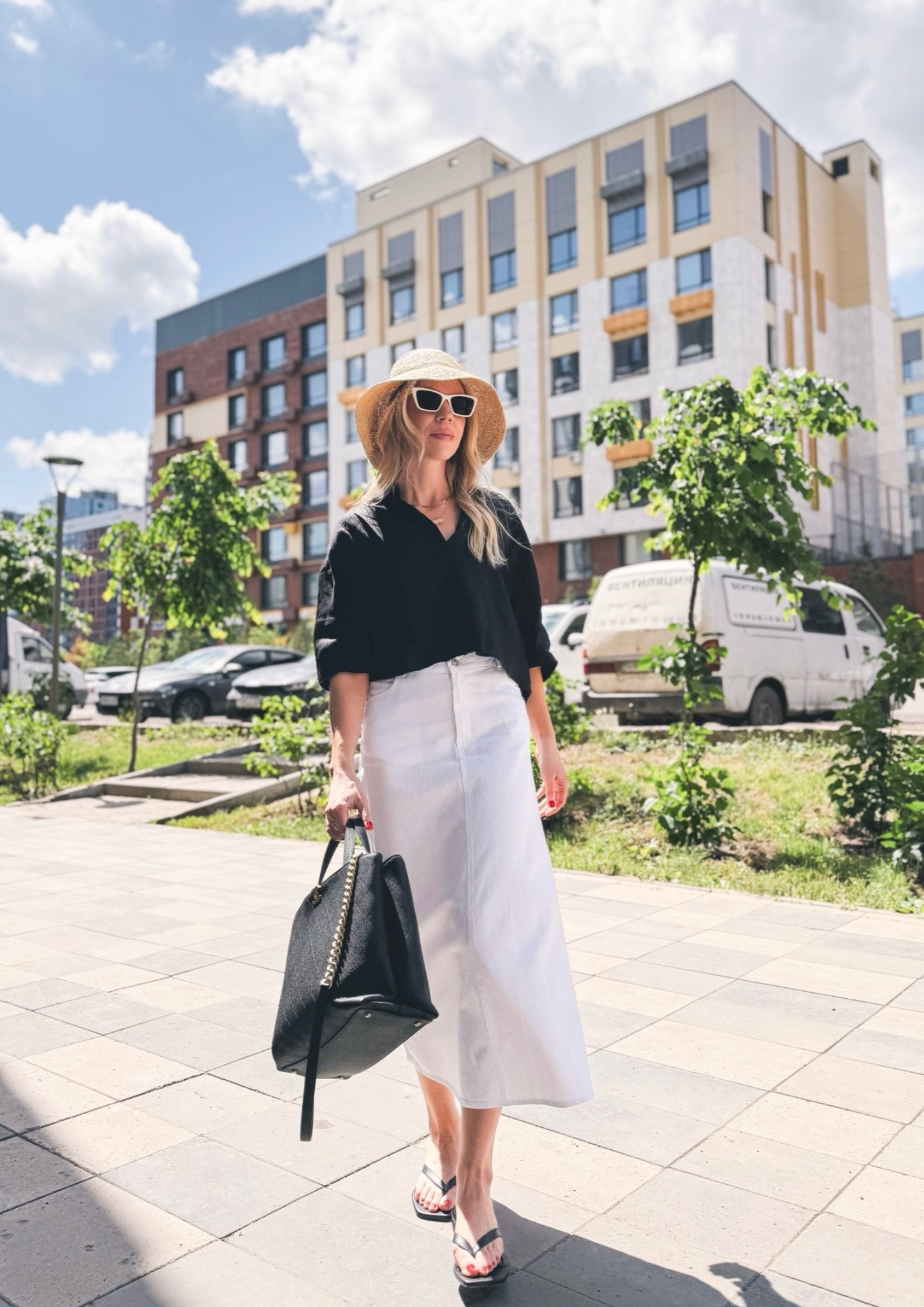 Summer outfit, straw bucket hat, black linen shirt, white denim skirt, black and white summer outfit

#LTKSeasonal #LTKOver40 #LTKSaleAlert