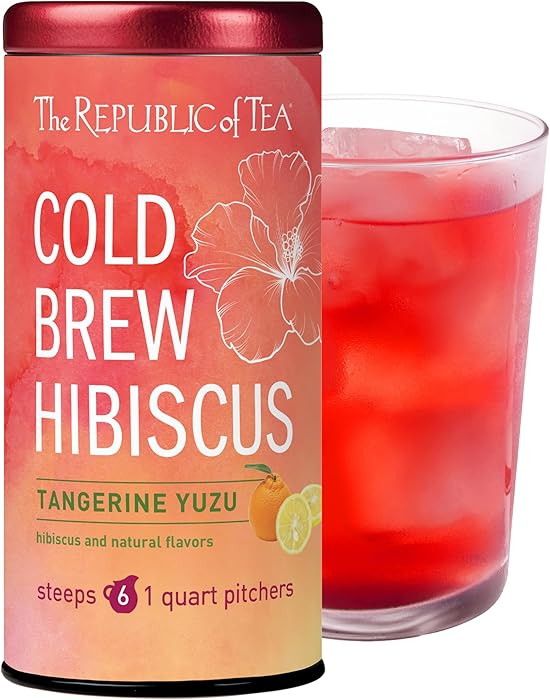 The Republic of Tea – Cold Brew Hibiscus Tangerine Yuzu Iced Tea, Large Herbal Iced Tea Pouches... | Amazon (US)