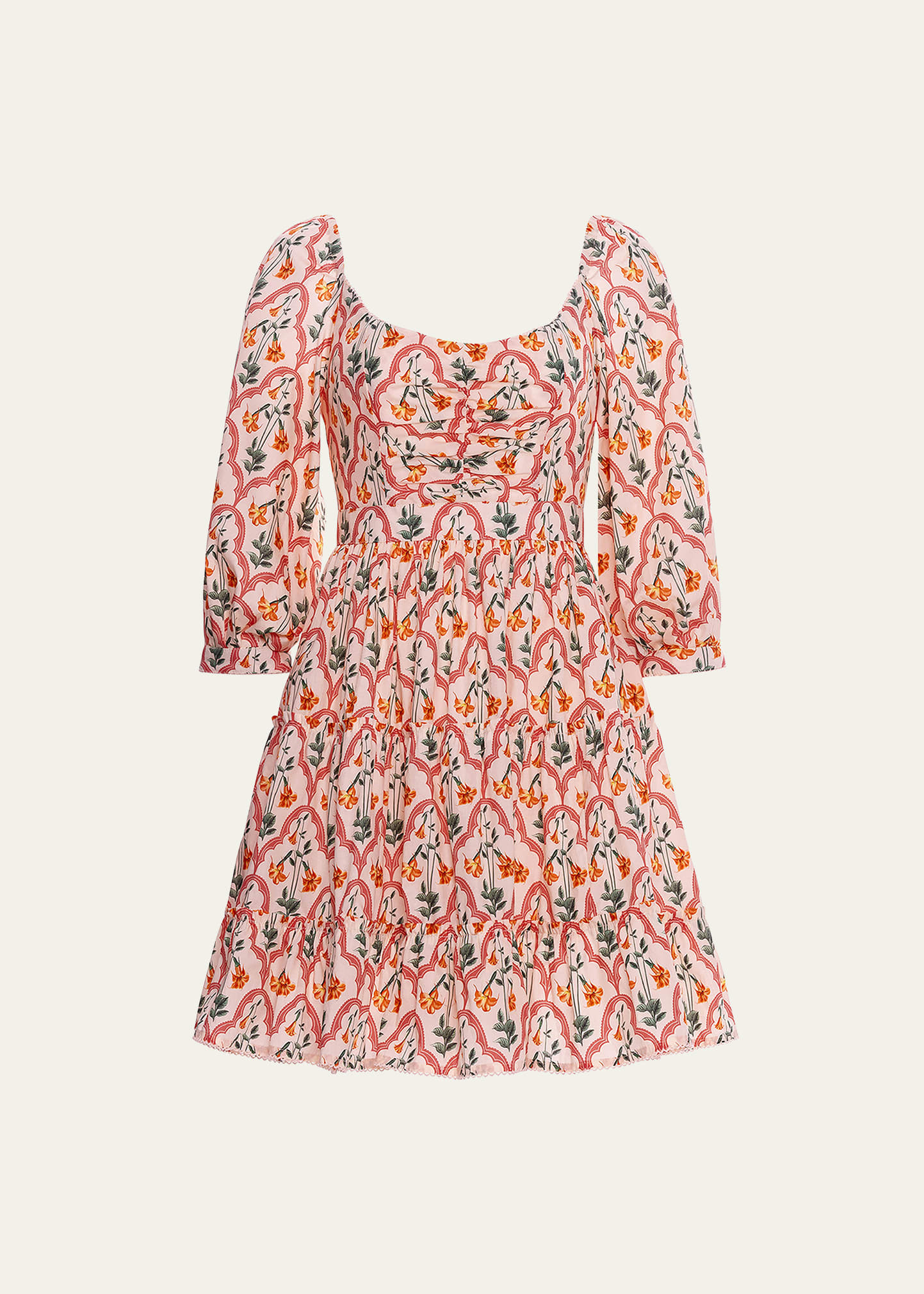 Agua by Agua Bendita Guanabana Puff-Sleeve Gathered Poplin Mini Dress | Bergdorf Goodman