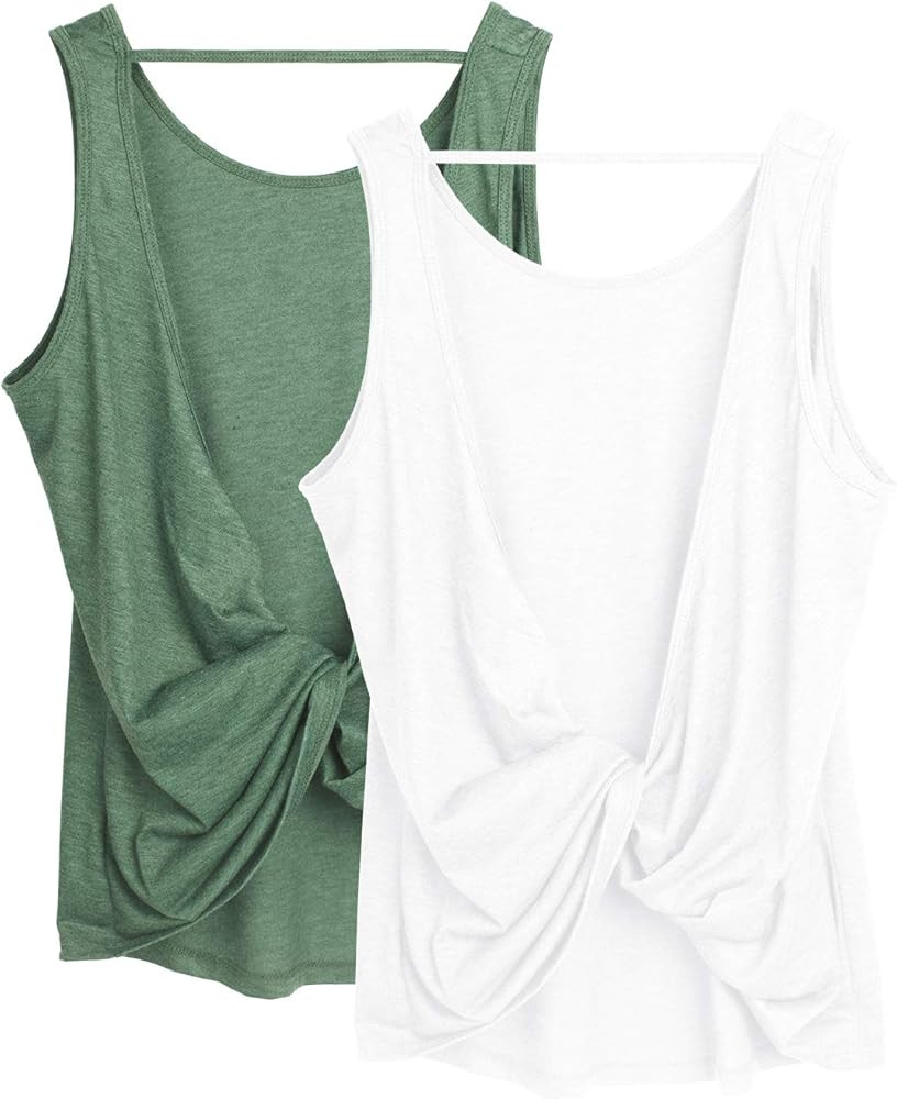 icyzone Workout Tank Tops for Women - Open Back Strappy Athletic Tanks, Yoga Tops, Gym Shirts(Pac... | Amazon (US)
