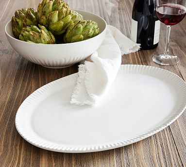 Ridge Textured Stoneware Serving Bowl & Platter Set | Pottery Barn (US)