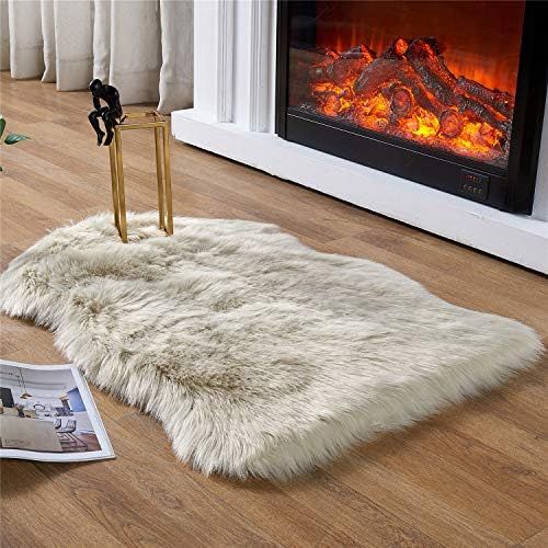 EasyJoy Ultra Soft Fluffy Rugs Faux Fur Rug Chair Cover Seat Pad Fuzzy Area Rug for Bedroom Floor So | Amazon (US)