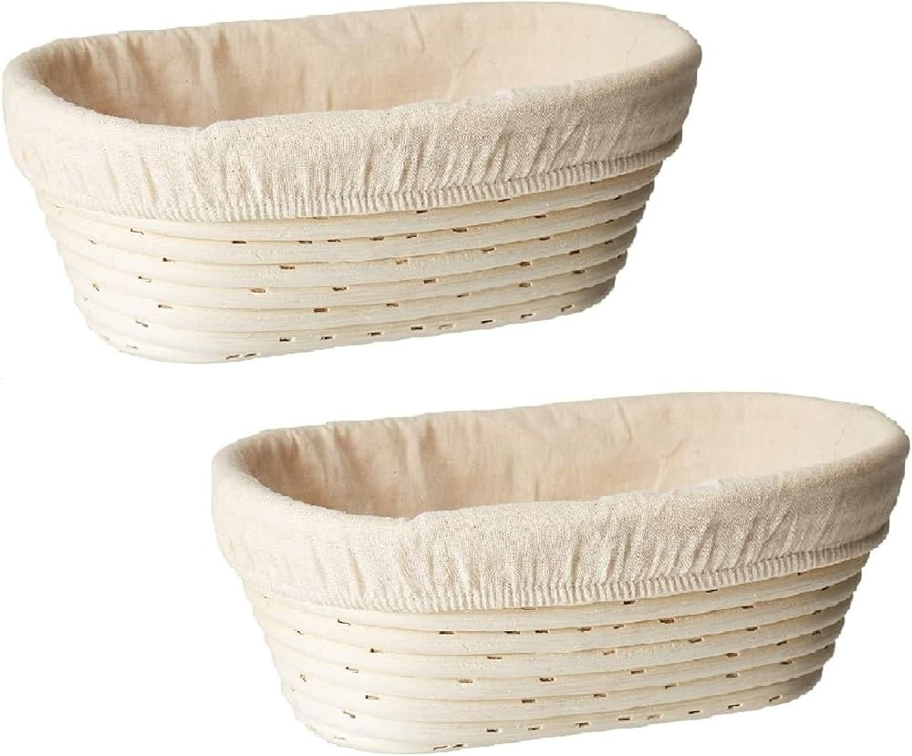 Set of 2 Oval (9.8 x 6 x 3.5 inch) Banneton Proofing Basket & Liner SUGUS HOUSE Brotform Dough Ri... | Amazon (US)