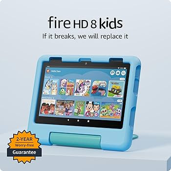 Amazon Fire HD 8 Kids tablet (newest model), ages 3-7. With bright 8" HD screen. Includes ad-free... | Amazon (US)