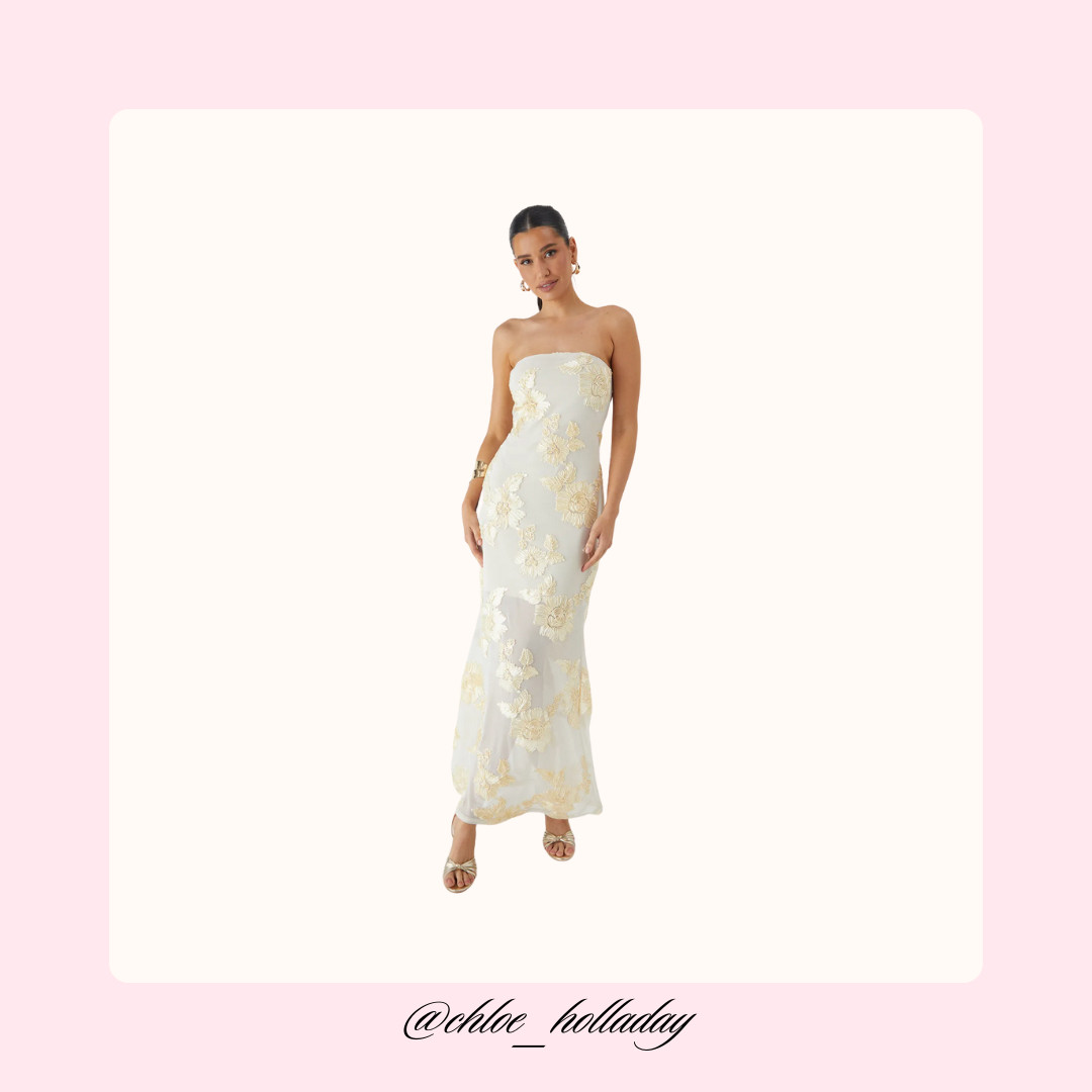 Love this maxi dress with the floral detailing! Perfect for a wedding guest dress, dinner date or vacation. 🫶🏼 

 #LTKStyleTip