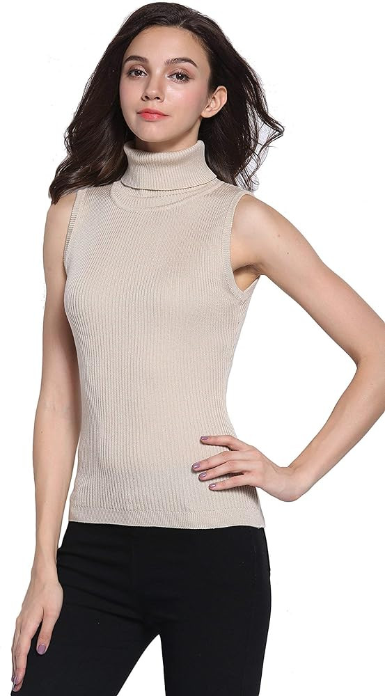 Sofishie Sleeveless Ribbed Turtle Neck Sweater Tunic | Amazon (US)