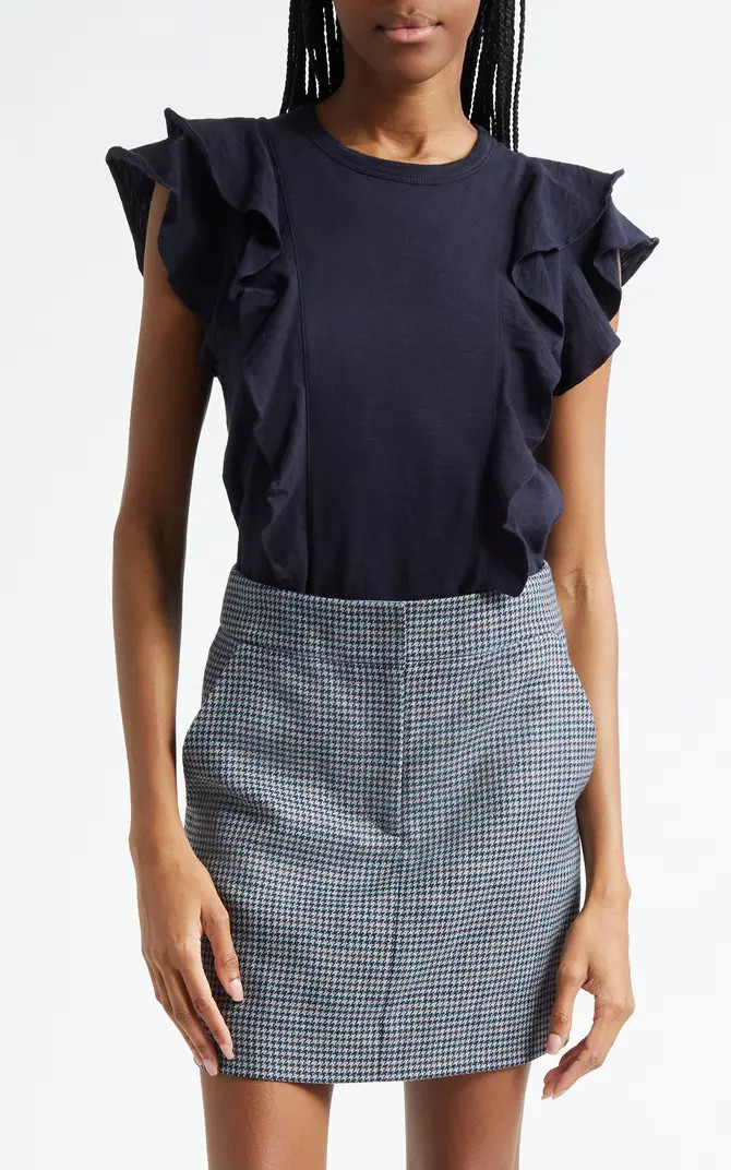 Veronica Beard Bea Ruffle Pima Cotton T-Shirt | Nordstrom | Nordstrom