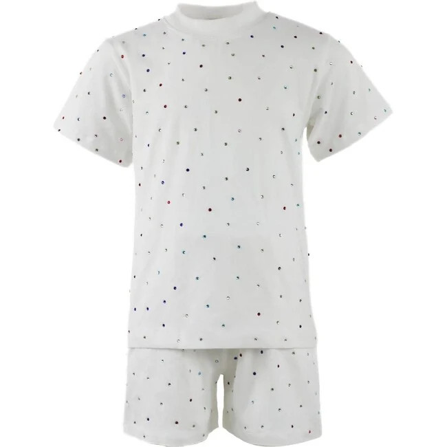 Lola + The Boys | Rainbow Gem Short Set (White, Size 14Y) | Maisonette | Maisonette