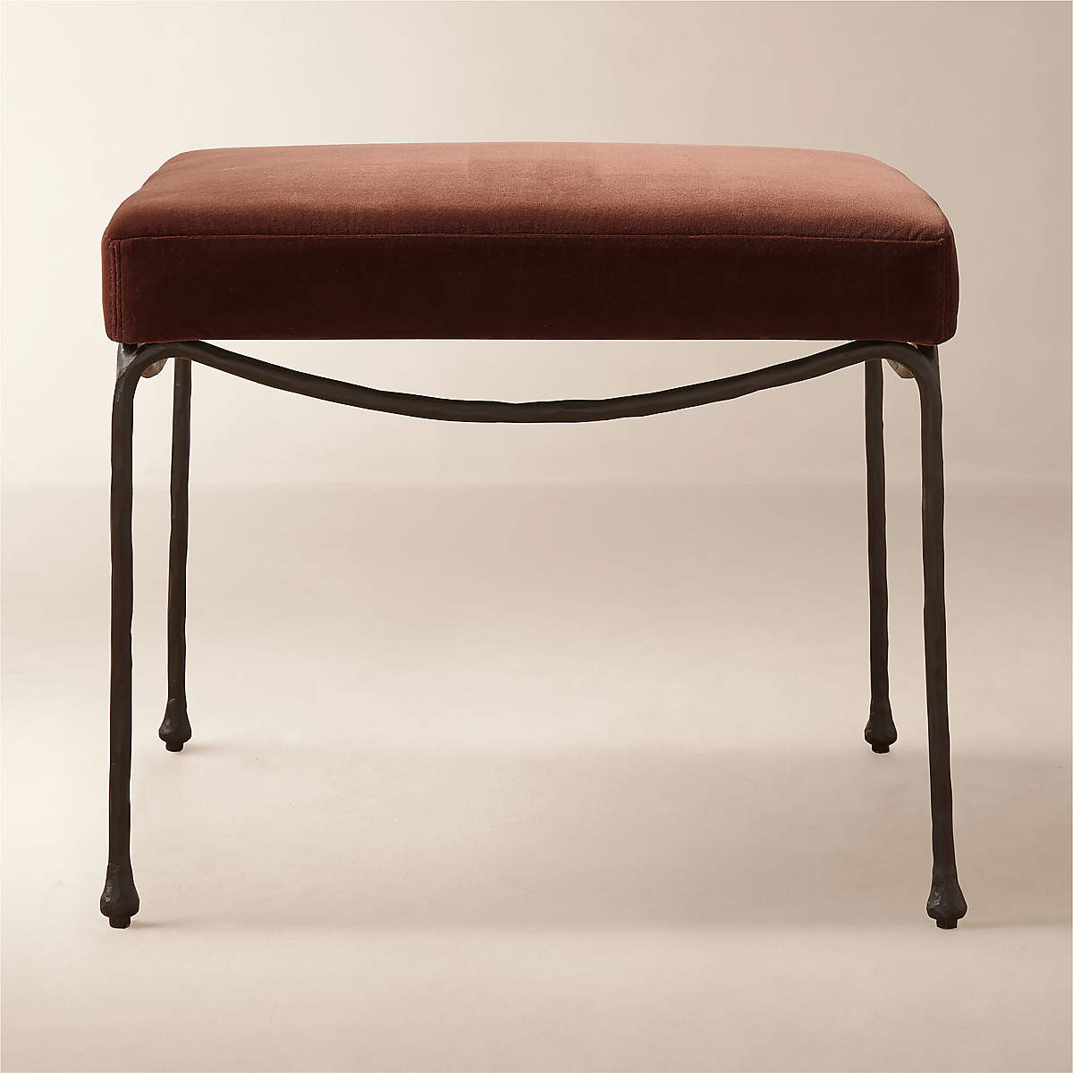 Journey Terracotta Red Velvet Stool + Reviews | CB2 | CB2