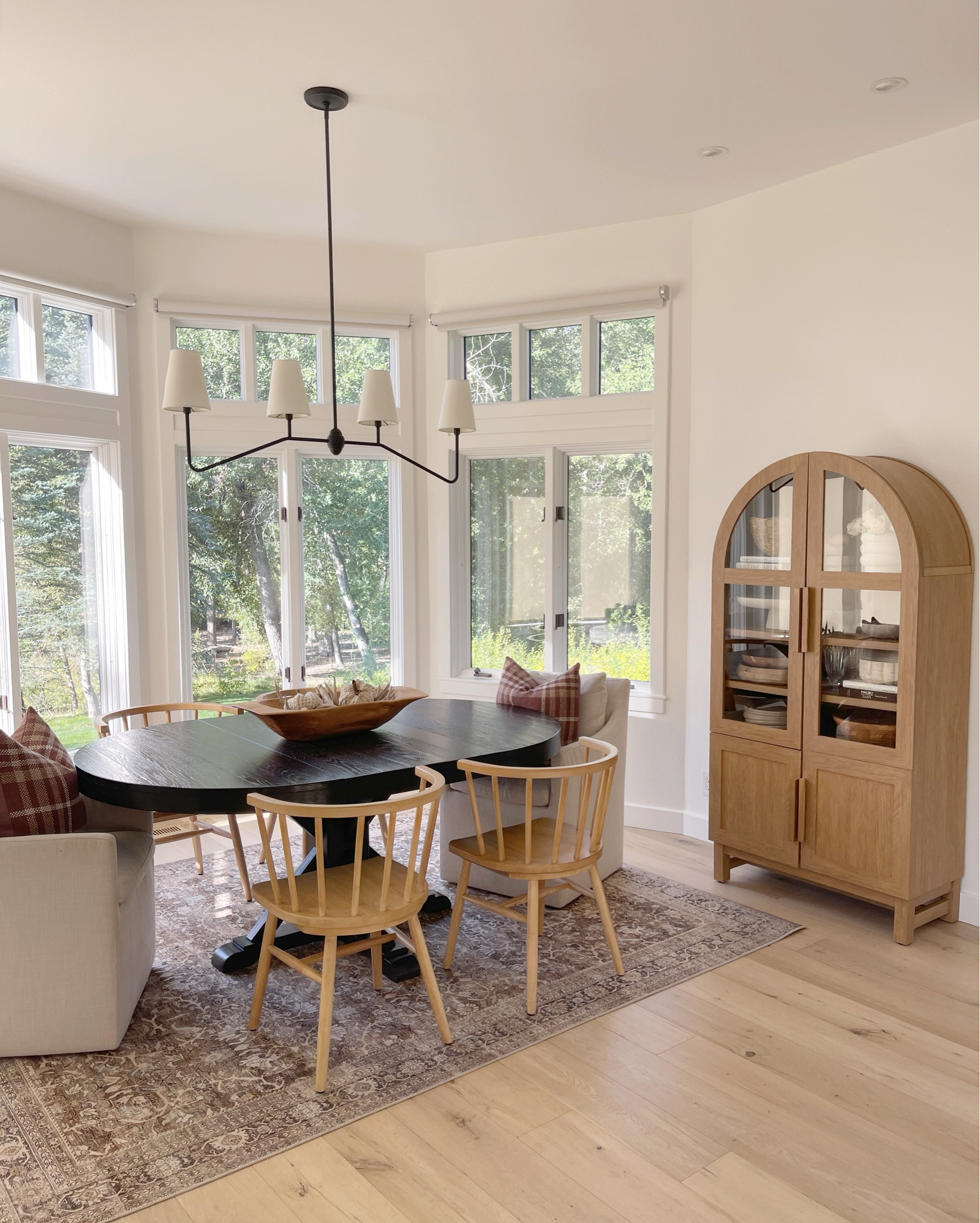 HOME \ new dining nook rug! Love how it warms up the space with its brown tones 🤎🤎 

Table
Target Chairs
Walmart cabinet 
Dining room 

#LTKHome