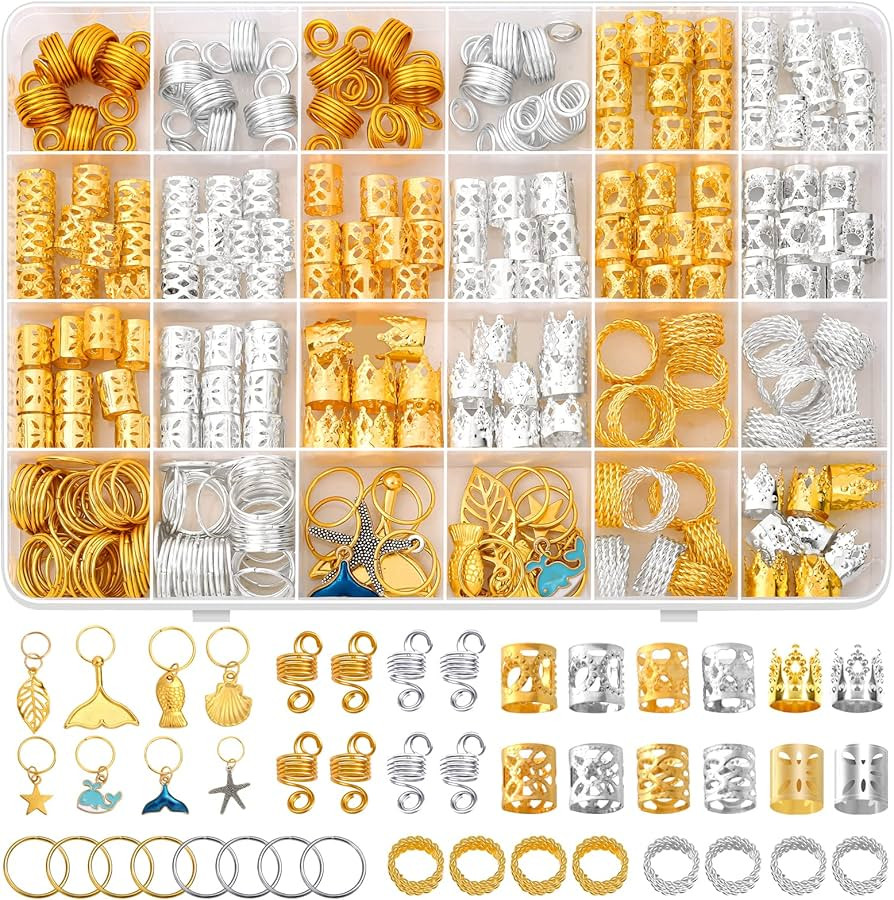 292Pcs Hair Jewelry for Braids, Gold And Silver Hair Jewelry Pendants for Braid, Loc Jewelry for ... | Amazon (US)
