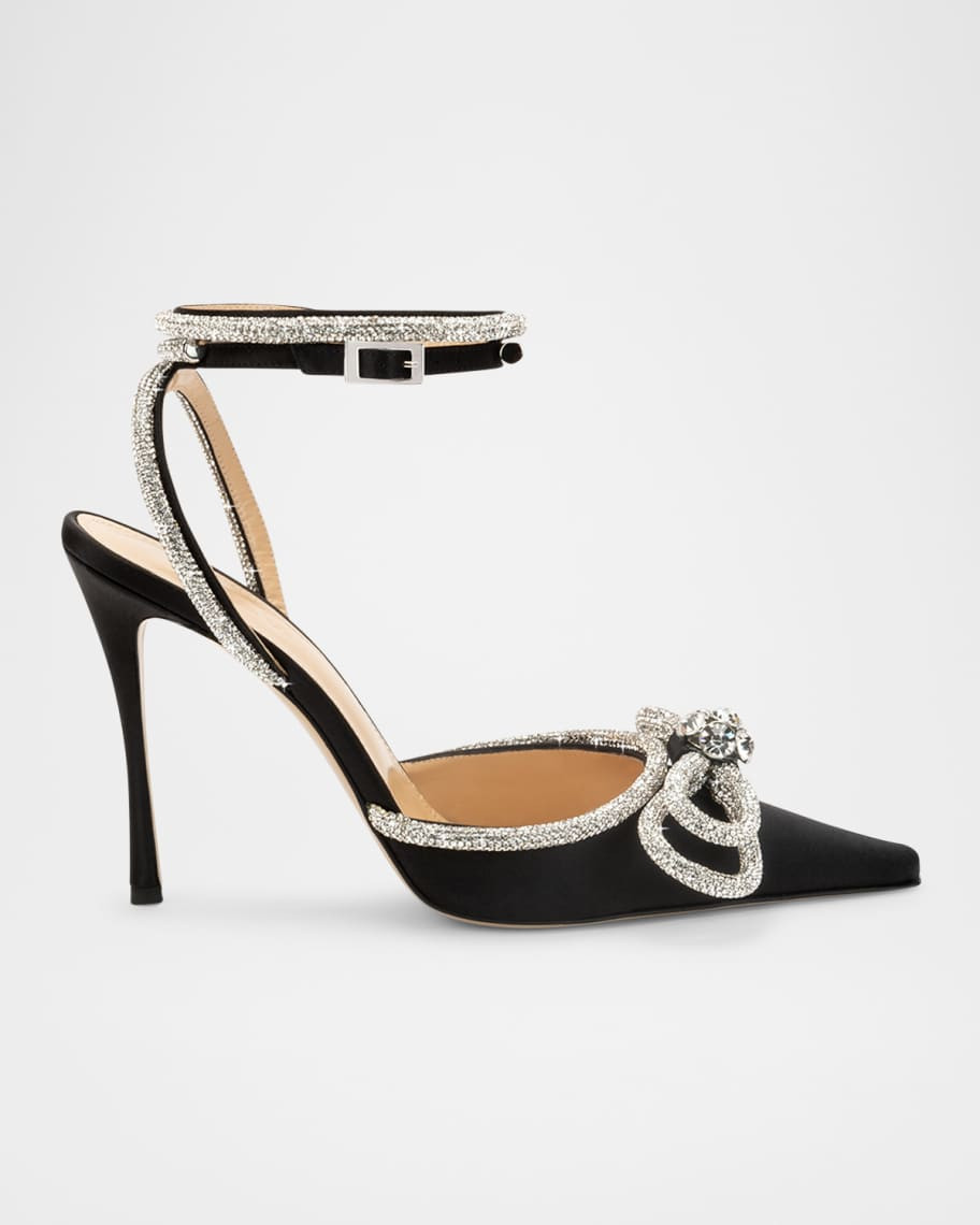 MACH & MACH Stass Double Bow Ankle-Strap Pumps | Neiman Marcus