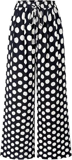PRETTYGARDEN Womens Pants Elastic Waist Floral Lightweight Pants for Women Casual Wide Leg Pants Woman - Walmart.com | Walmart (US)
