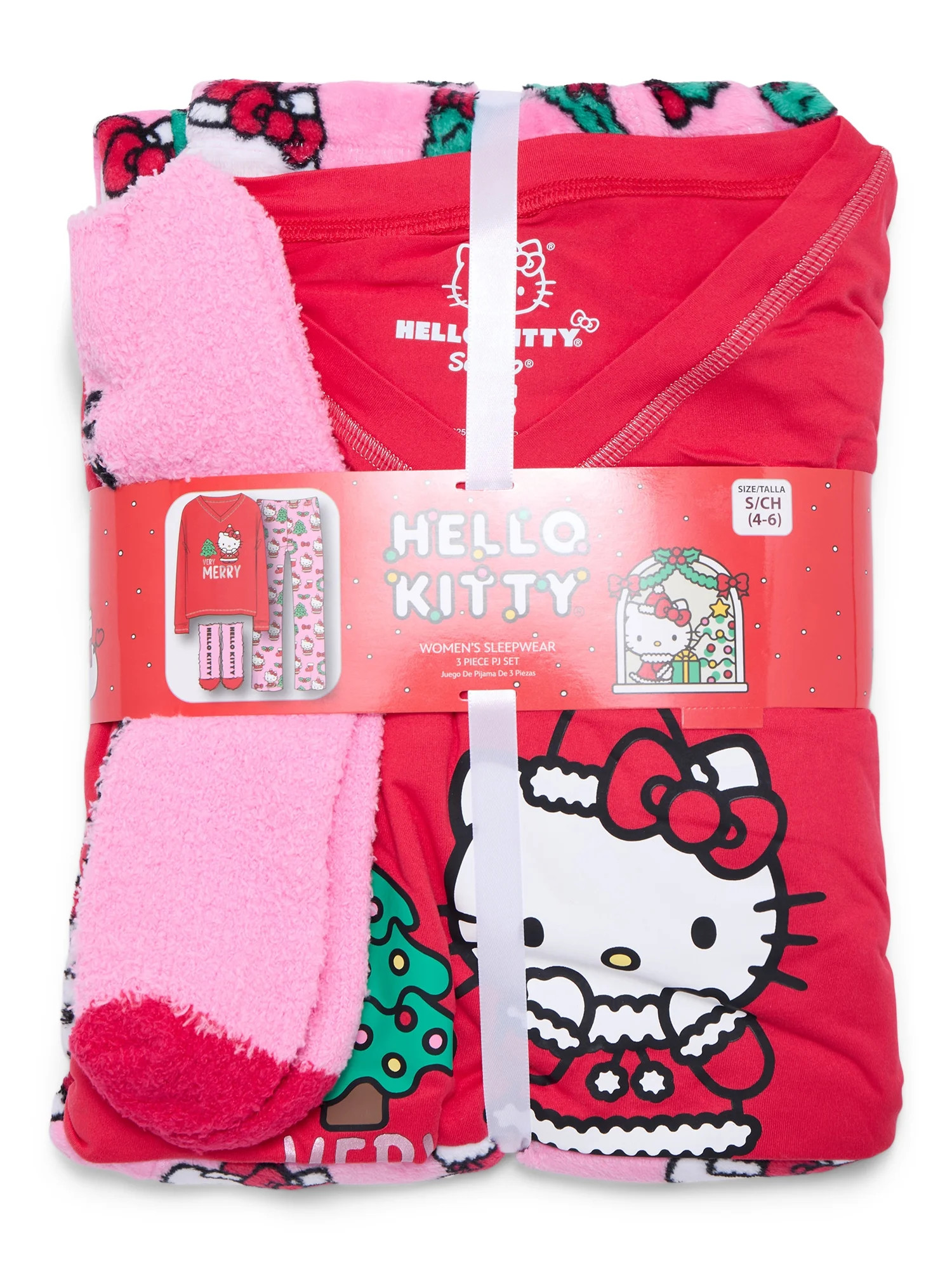 Hello Kitty Women's and Women’s Plus Christmas Top, Pants and Socks Sleep Gift Set, 3-Piece, Si... | Walmart (US)