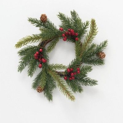 Sullivans Artificial White Spruce and Berry Wreath 10"H Green | Target