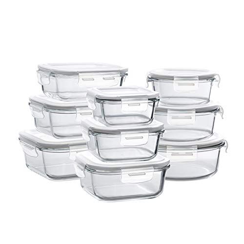 Bayco Glass Storage Containers with Lids, 9 Sets Glass Meal Prep Containers Airtight, Glass Food Sto | Amazon (US)
