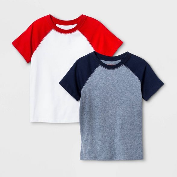 Toddler Boys' 2pk Short Sleeve Baseball Raglan T-Shirt - Cat & Jack™ Navy/Red | Target