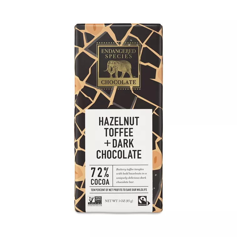 Endangered Species, Chocolate Bar, Hazelnut Toffee & 72% Dark Chocolate | Thrive Market