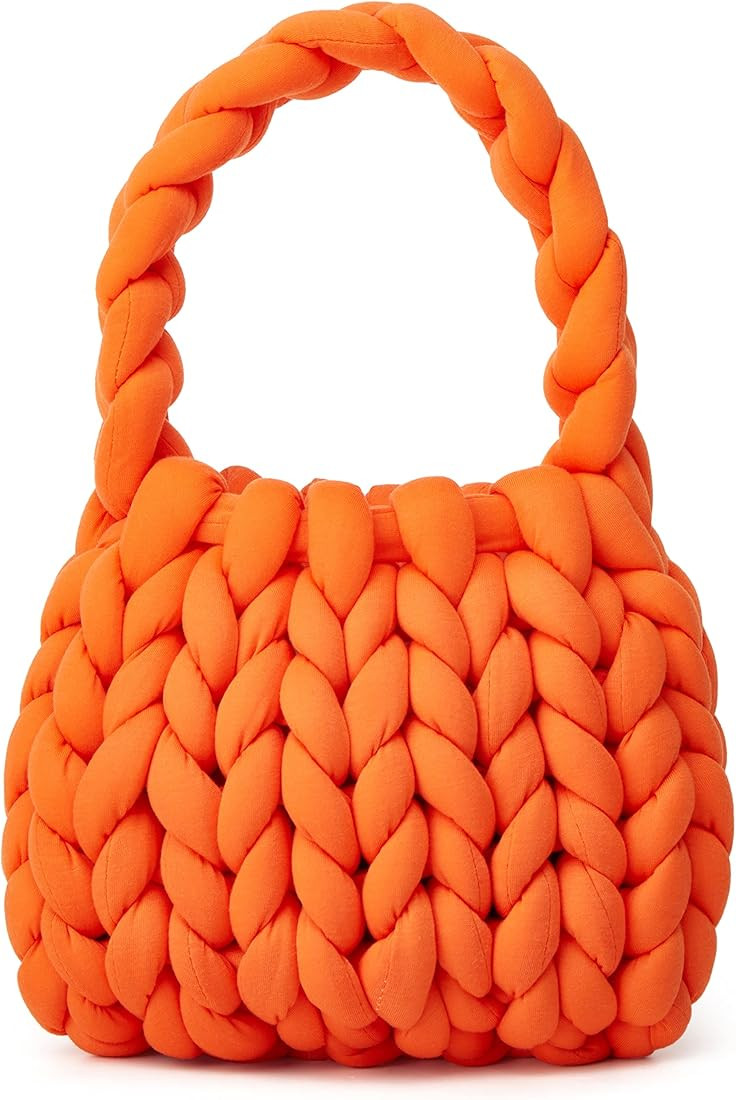 Women's Knit Clutch Bag Handmade Woven Polyeater Knit Satchel Purse Handbag Shoulder Solid Color ... | Amazon (US)