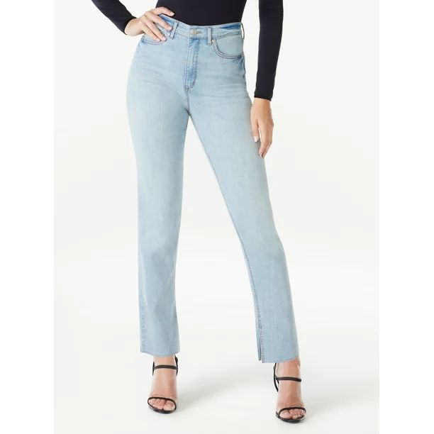 Sofia Jeans Women's Eden Straight Super High Rise 90s Raw Hem Jeans, 30.5" Inseam, Sizes 00-22 | Walmart (US)