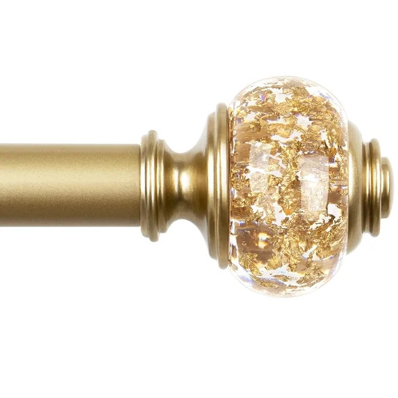 KAMANINA 7/8" Adjustable Single Curtain Rod with Translucent Finial, 48 - 84", Gold | Walmart (US)
