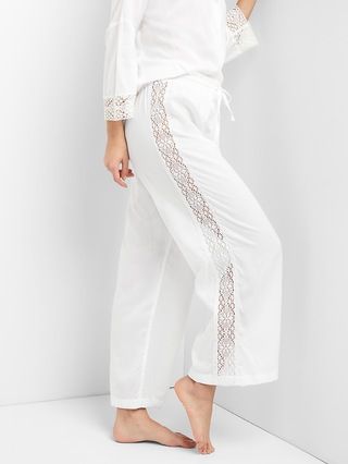 Gap Womens Dreamwell Pajama Pants With Lace Detail White Size L | Gap US