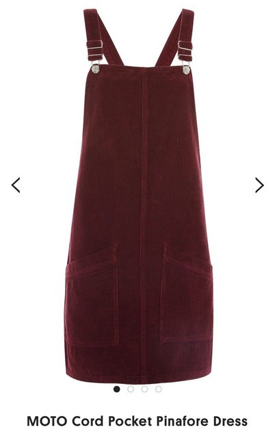 Topshop Moto Cord Pocket Pinafore Dress New Season 2018 UK8 Burgundy | eBay UK