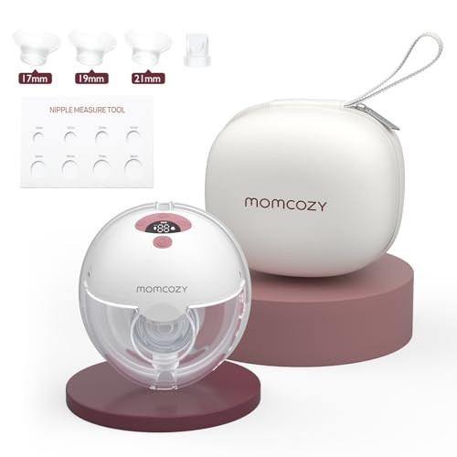 Momcozy M5 Hands-Free Wearable Breast Pump, Double-Sealed Flange for Baby-Like Comfort, 3 Modes & 9 Suction Levels, Portable Electric Pump – 24mm, 1 Pack Cozy Red | Amazon (US)