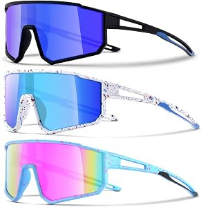 3PACK Kids Sunglasses for 6-14 Boys Girls, Youth Baseball and Cycling UV400 Protection Goggles | Amazon (US)