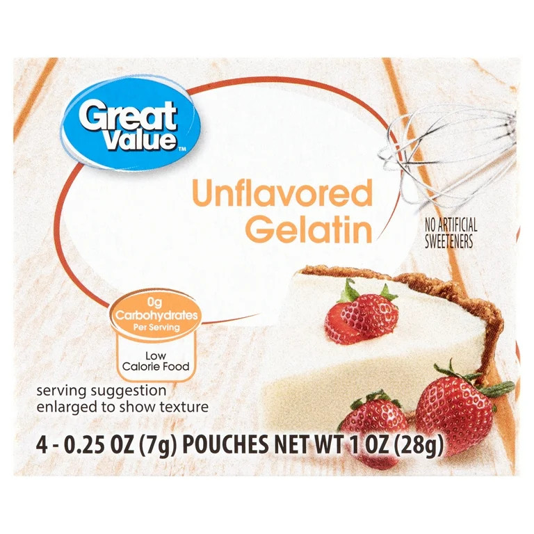 Great Value Unflavored Gelatin, 0.25 oz, 4 Count - Walmart.com | Walmart (US)
