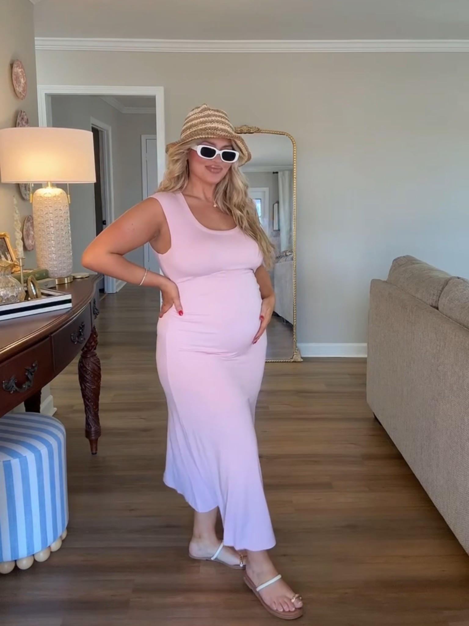 Sized up to an XL in the dress!
(22 weeks pregnant) 

#LTKBeauty #LTKMidsize #LTKBump