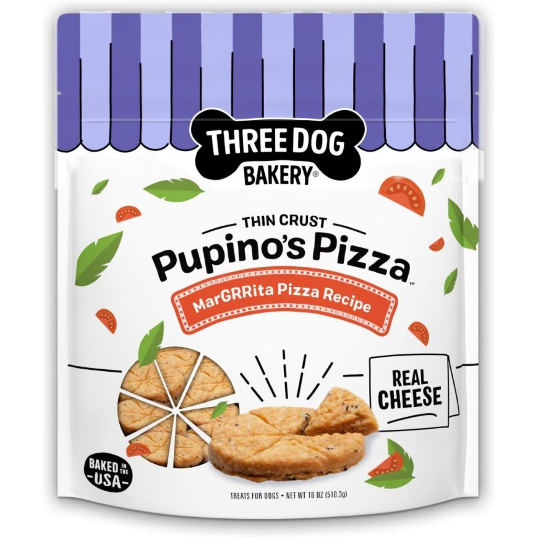 Three Dog Bakery Pupino's Pizza Cookie Dog Treats, 16-oz bag | Chewy