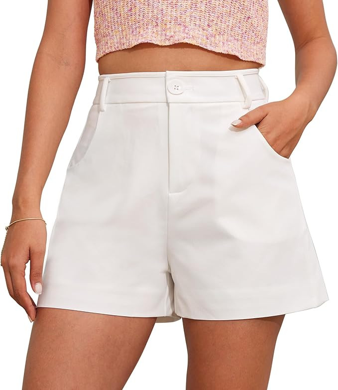 Ginasy Summer High Waisted Shorts for Women - Trendy Dressy Casual Wide Leg With Pockets | Amazon (US)