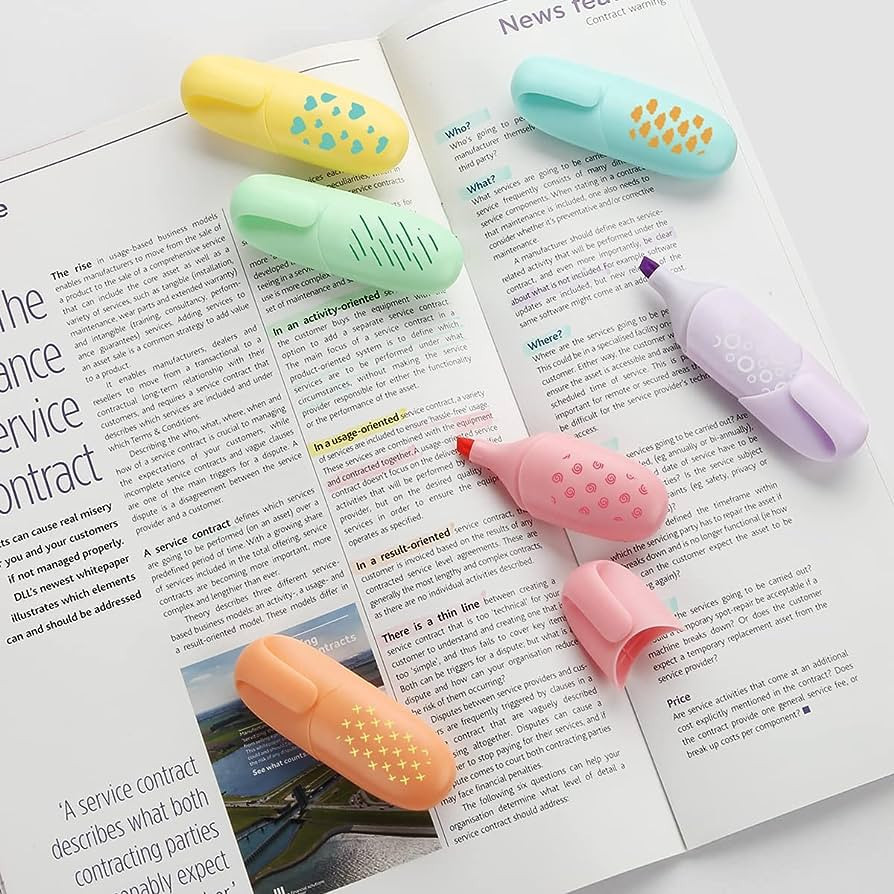enlegend 6 Piece Stylish Modern Style Mini Highlighter Pen Kawaii Stuff Pastel Color Geometric Li... | Amazon (US)