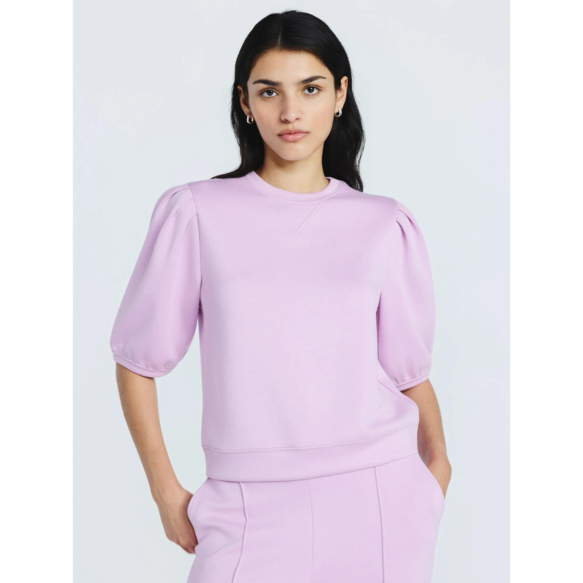 Scoop Women's and Women's Plus New Scubaknit Pleated Sleeve Top, Sizes XS-4X | Walmart (US)