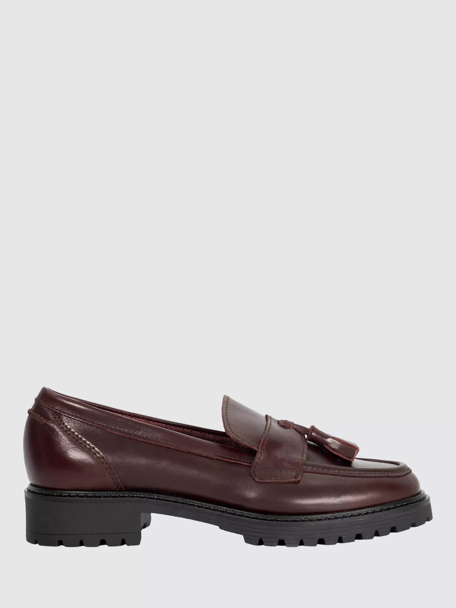 Dune London Gracelyn Leather Loafers, Burgundy | John Lewis (UK)