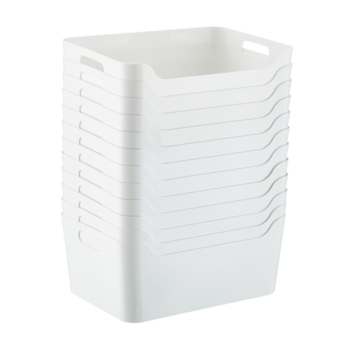 Case of 12 Medium Plastic Bins w/ Handles White | The Container Store