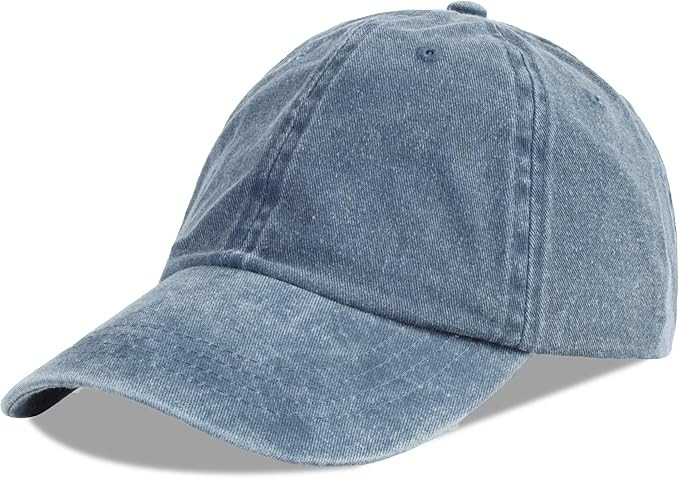 LANGZHEN Unisex Baseball Cap 100% Cotton Fits Men Women Washed Denim Adjustable Dad Hat | Amazon (US)