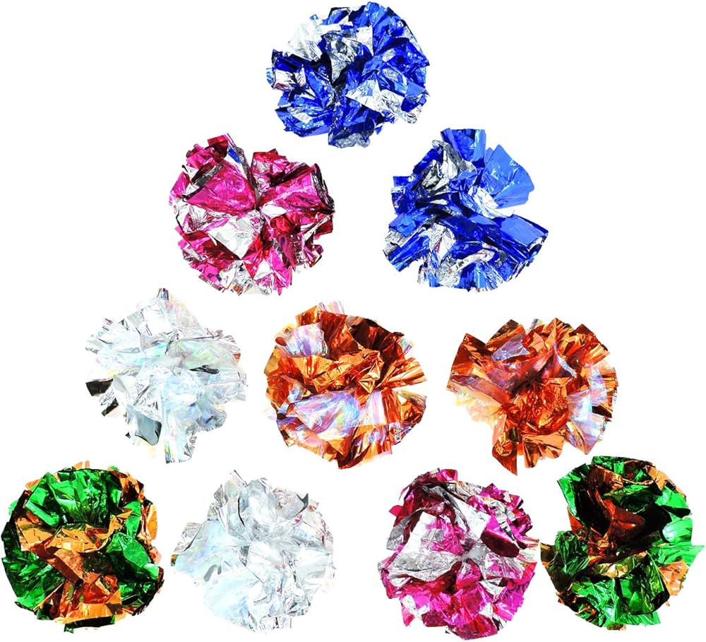 Andiker Cat Crinkle Balls, 2.36 Inches Colorful Balls Chew and Chase Cat Mylar Crinkle Balls Ligh... | Amazon (US)