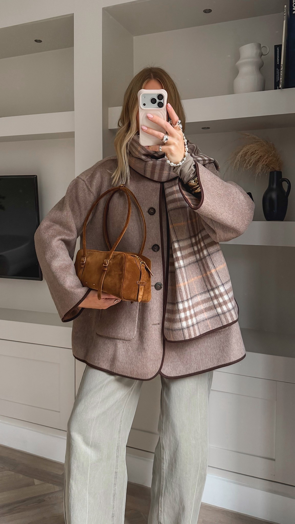 Cashmere scarf jacket, grey jeans and east west brown suede bag all Fabrique - use code - CHARLOTTE20 for a discount ad. - autumn jacket trends 

#LTKautumn #LTKeurope #LTKuk