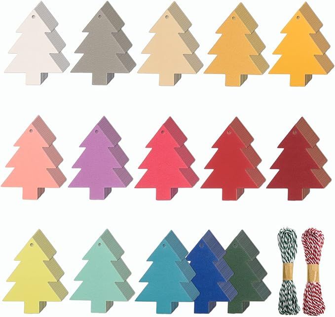 300 Pieces Christmas Tree Gift Tags Blank Christmas Tree Shape Gift Labels Multicolor Christmas H... | Amazon (US)