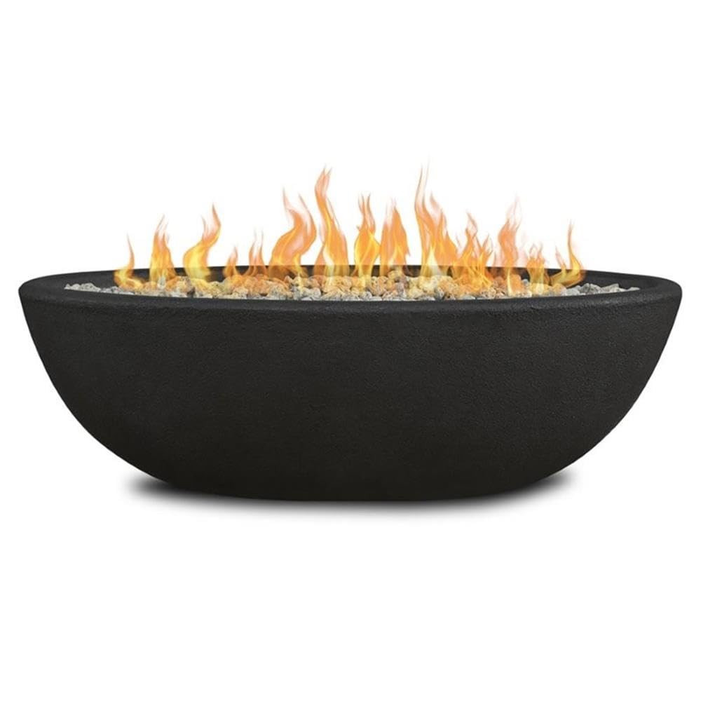 Real Flame Riverside 48" Oval Propane Fire Pit Bowl, Push-Button Ignition, Includes 28" Stainless Steel Burner, Lightweight, 50,000 BTUs, Adjustable Flame Height - Shale | Amazon (US)