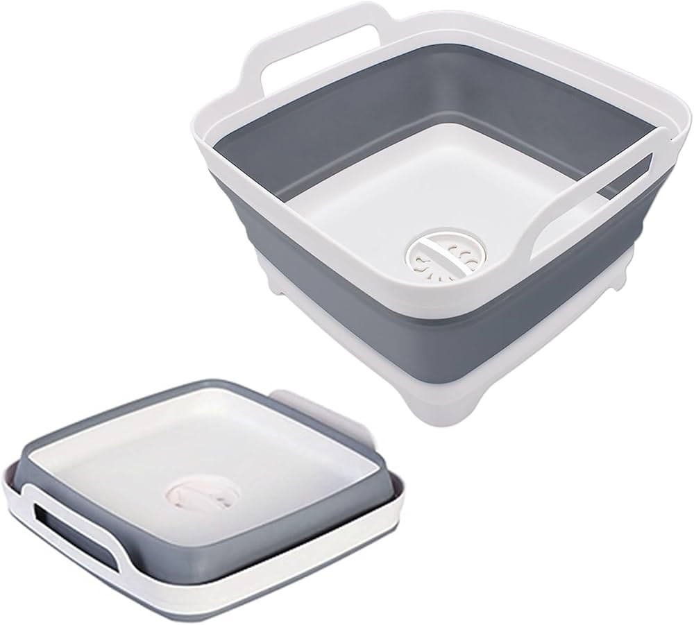 2.4 Gal(9L) Collapsible Dish Basin with Drain Plug, Space Saving Outdoor Multiuse Foldable Sink T... | Amazon (US)