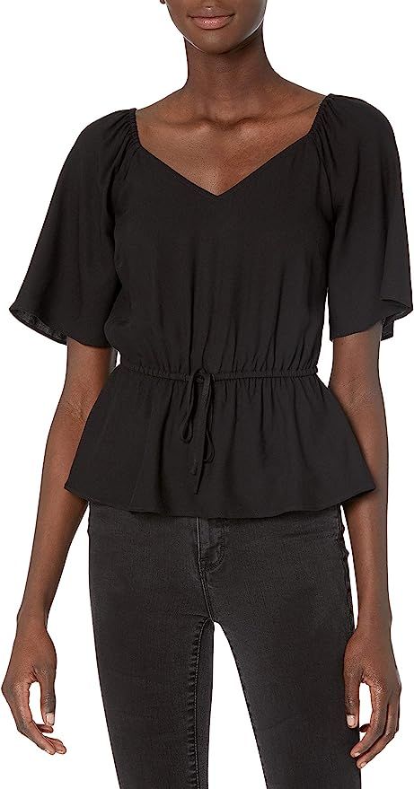 Amazon Brand - Goodthreads Women's Short Sleeve Fluid Twill Peplum Shirt | Amazon (US)