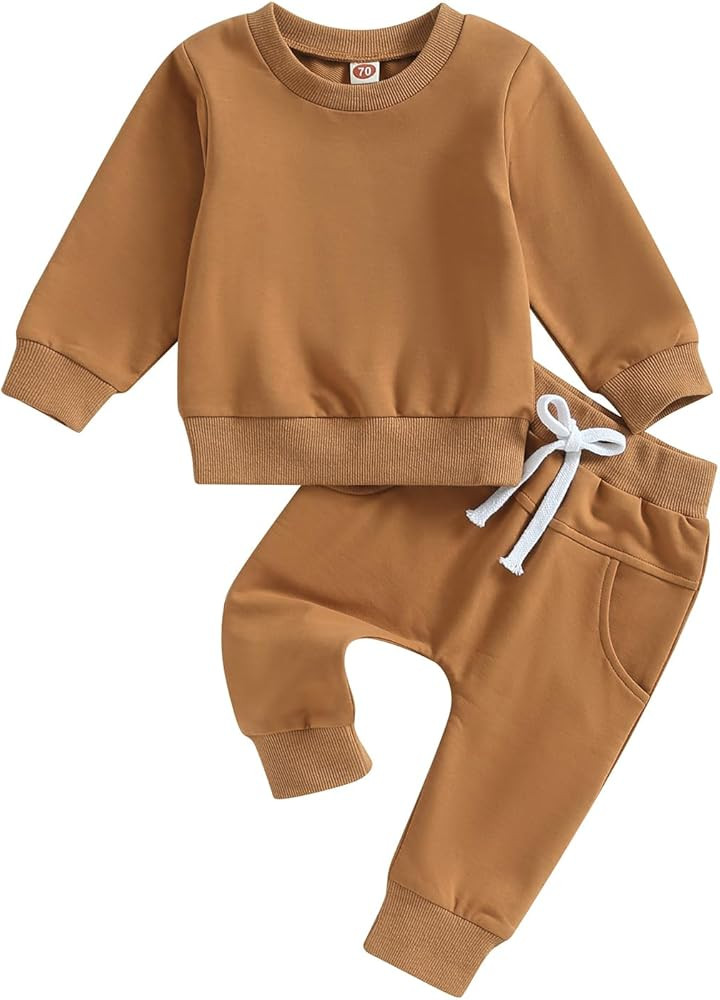 Thorn Tree Toddler Baby Boys Fall Outfits Long Sleeve Pull On Sweatshirt Elastic Waist Pants 2Pcs... | Amazon (US)