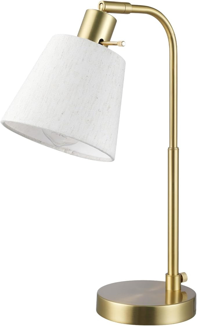GLOBE Electric 61000057 16" Desk Lamp, Matte Brass Finish, White Shade, Adjustable Pivot Joint, R... | Amazon (US)
