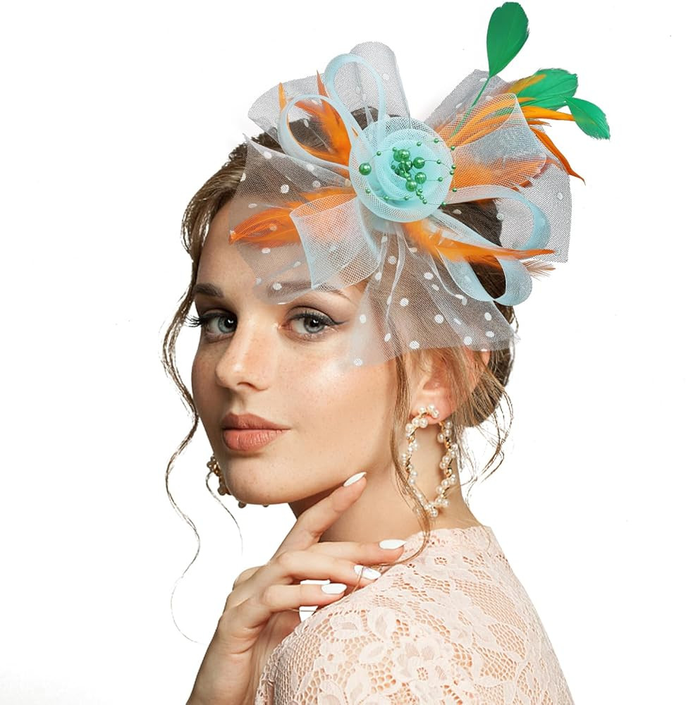 Fascinators Hat for Women Tea Party Headband Kentucky Derby Hat Wedding Cocktail Flower Mesh Feat... | Amazon (US)