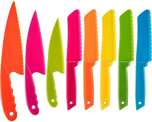 Jovitec 8 Pieces Kid Plastic Kitchen Knife Set, Children's Safe Cooking Chef Nylon Knives for Fru... | Amazon (US)