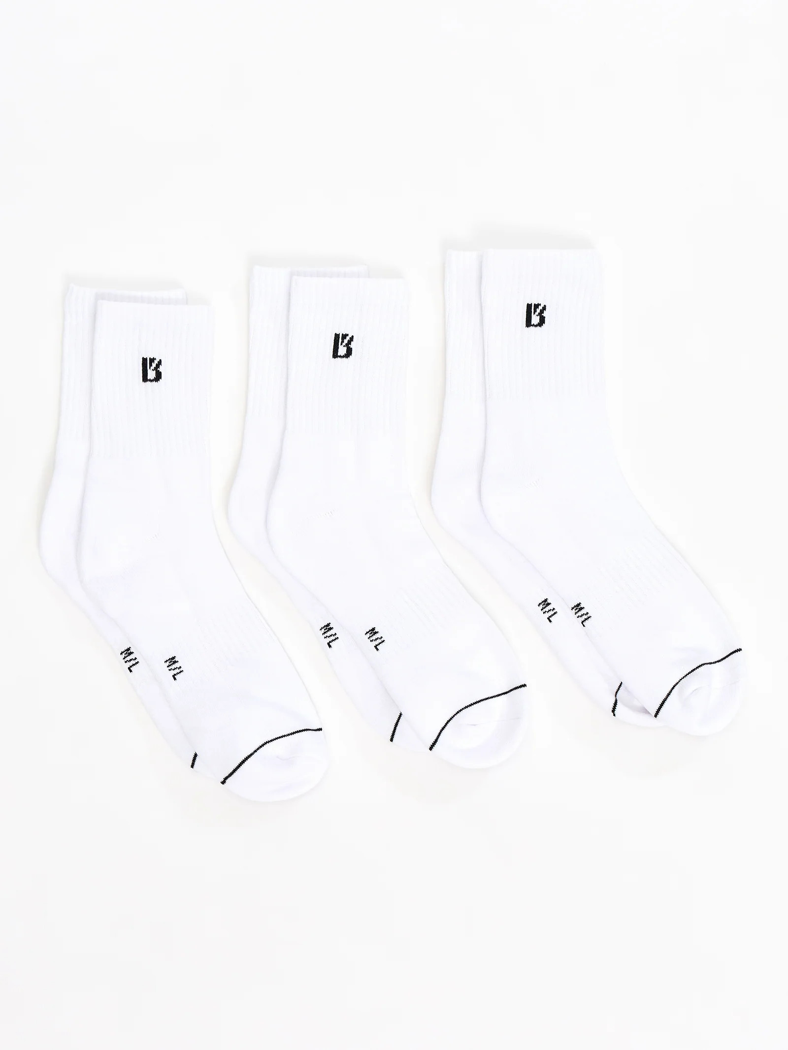 3 Pack Half Crew Socks - White | Buffbunny