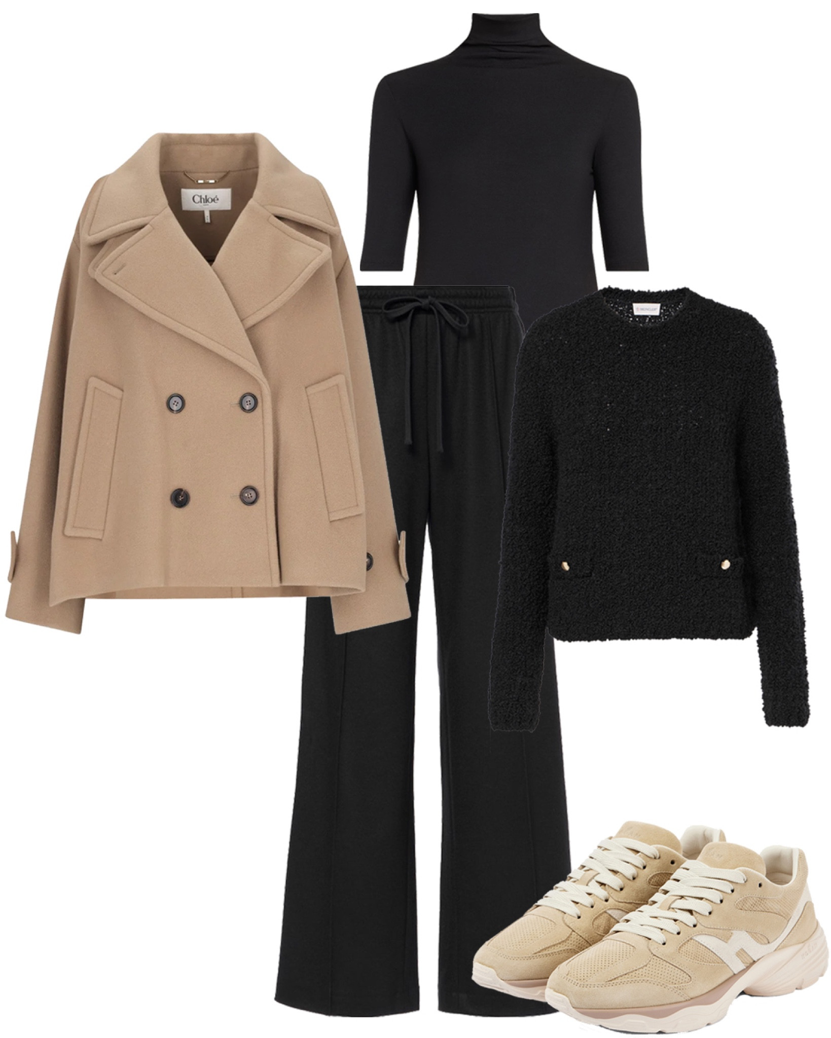 One of my in flight uniforms is topping off a very basic ensemble with a stylish coat or jacket. I love having one with me for comfort plus it ups the style factor even if the rest of the outfit is so-so.Same pieces with a shorter coat and sneakers:
Chloe peacoat, Hogan sneakers, Vince pants (I also like these from Theory), Vince top (on sale), Moncler sweater

#LTKStyleTip #LTKSeasonal #LTKTravel